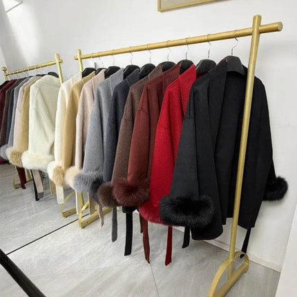 Tumilkets Fox Fur Woolen Women's Overcoat 2025 Outerwear - Mad Fly Essentials