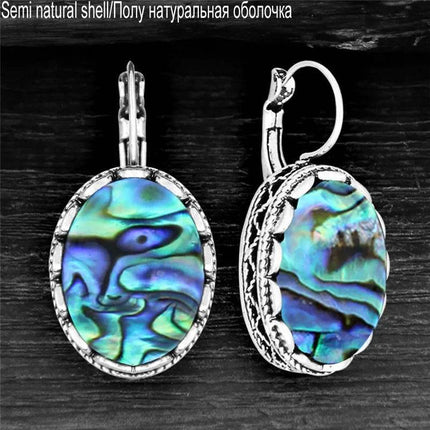 Vintage Oval Quartz Jade Amethyst Earrings - Mad Fly Essentials