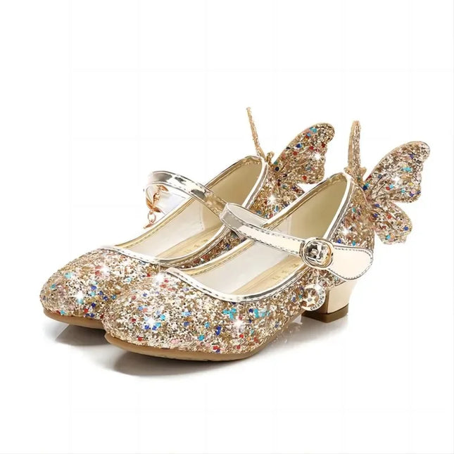 Girls Footwear Princess Butterfly Leather Bowknot Dance Heels - Girls Footwear - Meckior - Mad Fly Essentials