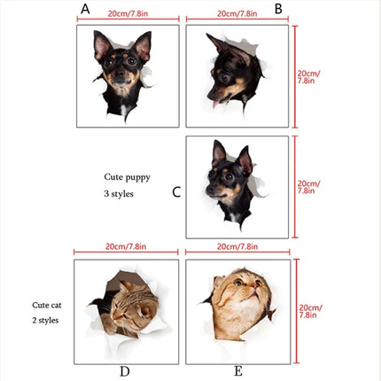 3D Wall Sticker Chihuahuas Dog Fridge Decal - 3D Wall Sticker - Zooyoo - Mad Fly Essentials