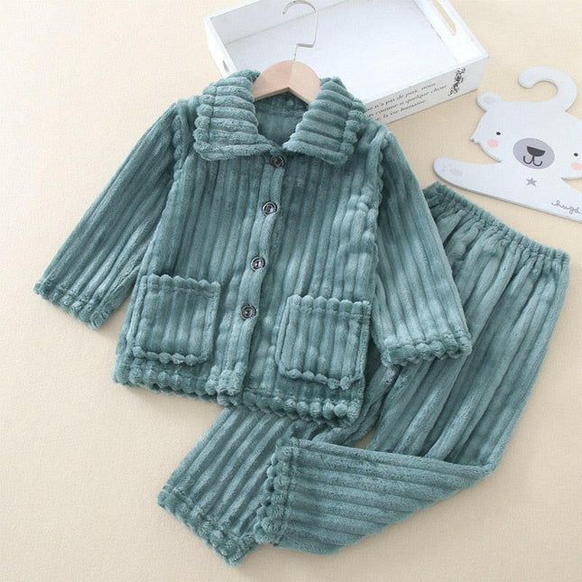 Baby Boys Solid Flannel Pajama Sleepwear Set - Kids Shop Mad Fly Essentials