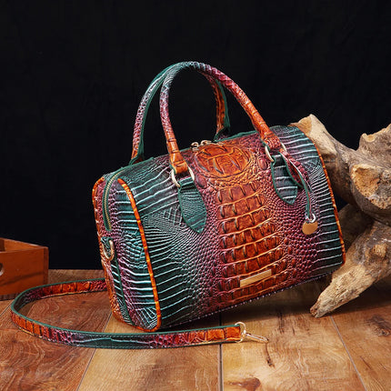 Handbag Women Crocodile Embossed Boston Satchel Bag - Handbag - Miescher Kora - Mad Fly Essentials