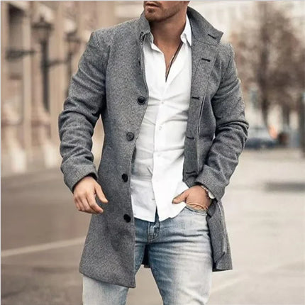 Jacket Men Stand-Collar Long Pocket Coat - Jacket - BC - Mad Fly Essentials