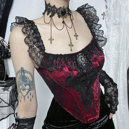 Women Gothic Lace Crop Top Victorian Corset - Mad Fly Essentials