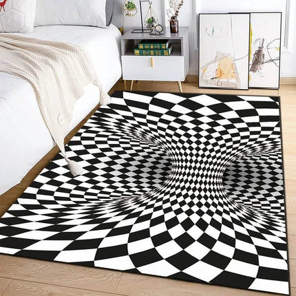 3D Vortex Illusion Black White Area Rug - Mad Fly Essentials
