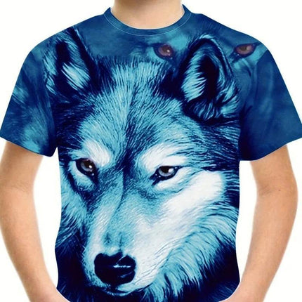 Boys Breathable Wolf Animal Graphic Shirt - Mad Fly Essentials