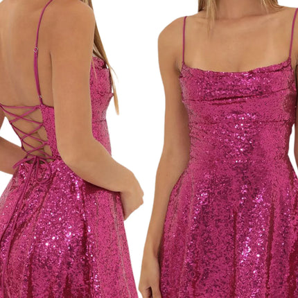 A-Line Dress Women 90s Lace Sequin Mini Party Dress - A-Line Dress - AllNeon - Mad Fly Essentials