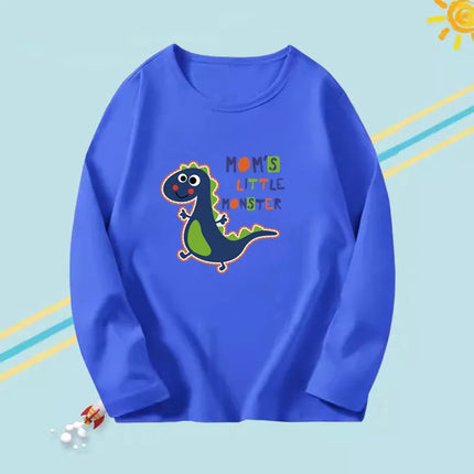 Boys 'Moms Little Monster' Long Cartoon Dinosaur Shirt