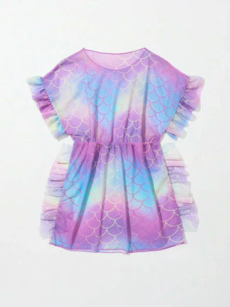 Beach Dress Girl Ruffled Mermaid Bathing Suit Coverup Swimwear - Beach Dress - Forefair - Mad Fly Essentials