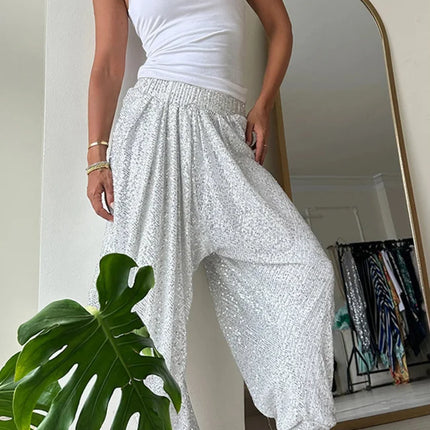 Harem Pants Women Sequin Drop Crotch Fashion Pants - Harem Pants - Eliza - Mad Fly Essentials