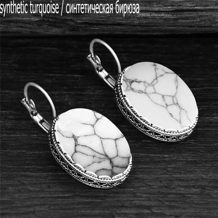 Vintage Oval Quartz Jade Amethyst Earrings - Mad Fly Essentials