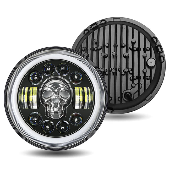 Modern LED 7inch Motorcycle Automatic Turning Skull Headlamps