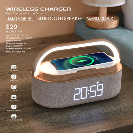 Wireless Fast-Charging Speaker Charging Station Alarm Clock
