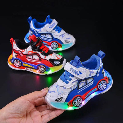 Boy Girl New Fashion Anti-Slip Cartoon Car Kids LED Shoes - Mad Fly Essentials