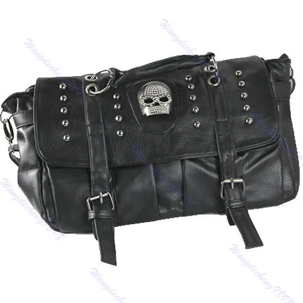 Women Gothic Punk Rivet Skull Shoulder Handbag