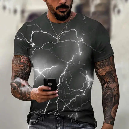 Shirt Men 3D Summer Fashion Lightning Tees - Shirt - Basic Gold Yao - Mad Fly Essentials