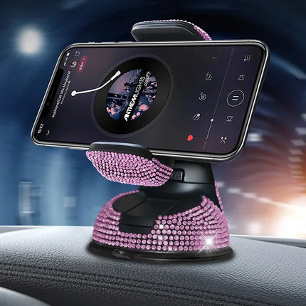 Pink Flexible Rhinestone Table Car Phone Stand