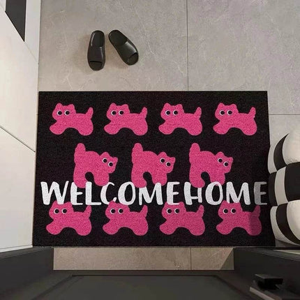 Retro Pink Cat Entrance Door Mat - Mad Fly Essentials
