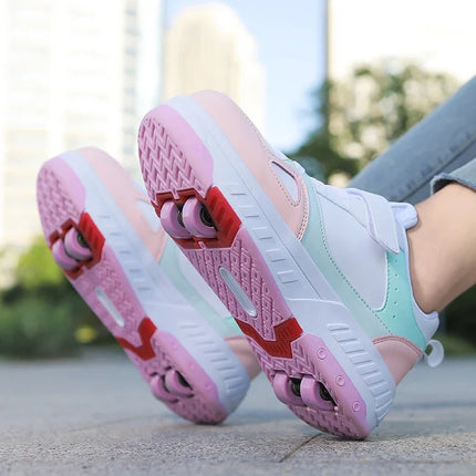 Girl EUR 31-41 Peach Green Roller Skate Sneakers