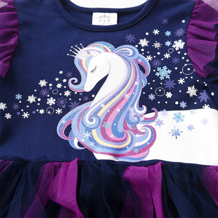 Princess Dress Girl Purple Navy Ruffled Tulle Dress - Princess Dress - Ogilivy Mather - Mad Fly Essentials