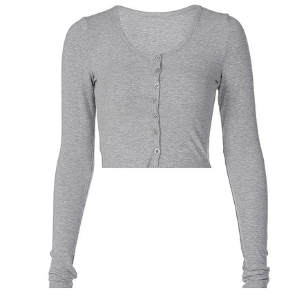 Sweater Women O-Neck Blue Crop Top Sweater - Karrcat - Mad Fly Essentials