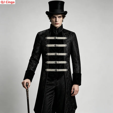 Costume Wear Men Black Court Style Steampunk Tailcoat - Costume wear - Iairay - Mad Fly Essentials
