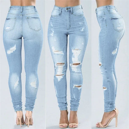 Jeans Women Summer Low Waist Patchwork Pants - Jeans - Honeygaga - Mad Fly Essentials