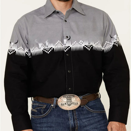Men Long Western Business Casual HD Shirts