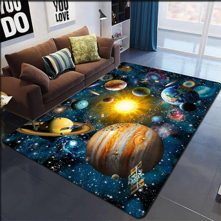 Home 3D Planet Galaxy Living Room Rug