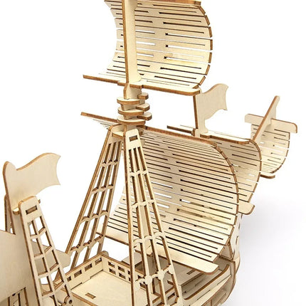 3D DIY Wood Sailing Ship Puzzle Assembly Model Toy