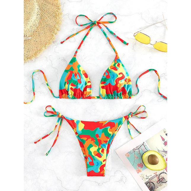Bikini Set Women Tie Dye Micro Halter Swimsuit - Bikini Set - RUOTONGSEPT - Mad Fly Essentials