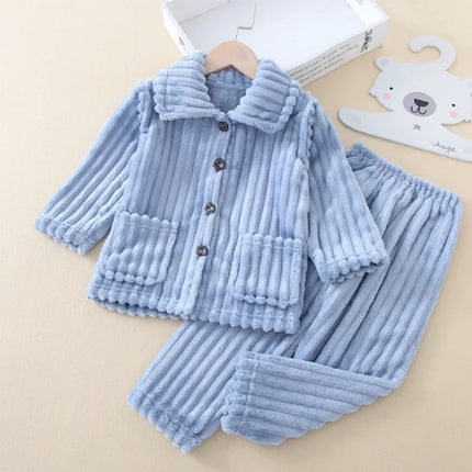 Baby Girl Solid Soft Flannel Pajama Winter Sleepwear Set