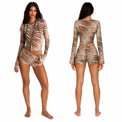 Outfit Set Women 2pc Matching Zebra Print Crop Top Set - Outfit Set - Temptation - Mad Fly Essentials