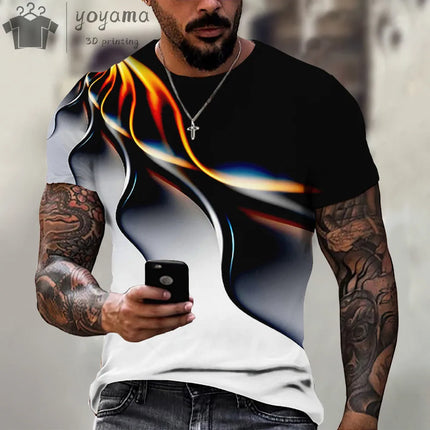 Shirt Men Psychedelic Flame Aurora 3D Summer Tee - Shirt - Oufisun - Mad Fly Essentials