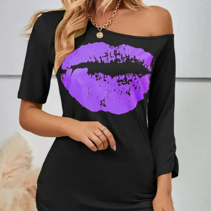 Women Casual Summer Lips 3D Gothic Shirts