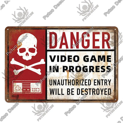 Funny Gamer Nostalgia Game Room Sign Decor