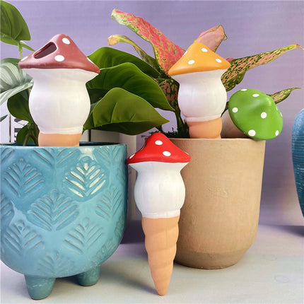 Garden Decor Auto 4pc Ceramic Mushroom Water Dripper - Garden Decor - Garden Pros - Mad Fly Essentials
