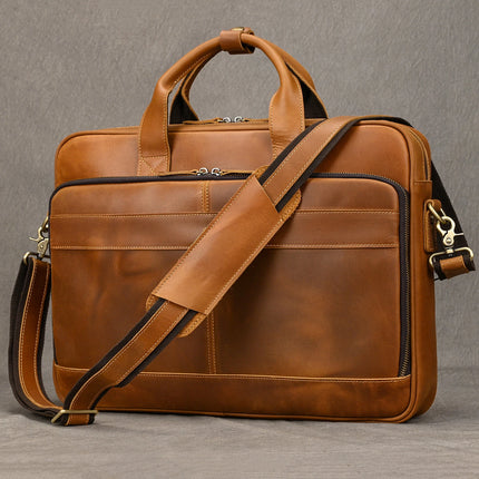 Crossbody Bag Retro Leather Casual 15.6' Business Briefcase - Crossbody Bag - Leathfocus - Mad Fly Essentials