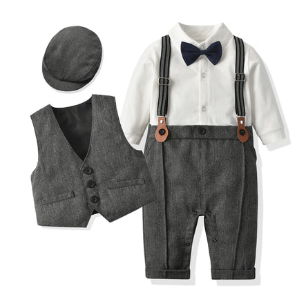 Gentleman Outfit Baby Boy 0-18M Tie Clothing Set - Gentleman Outfit - Kabeier - Mad Fly Essentials