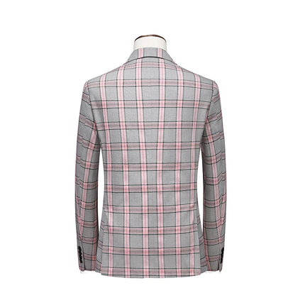 Blazer Men Red Striped Plaid 3pc Dress Suit - Blazer - Idealism - Mad Fly Essentials