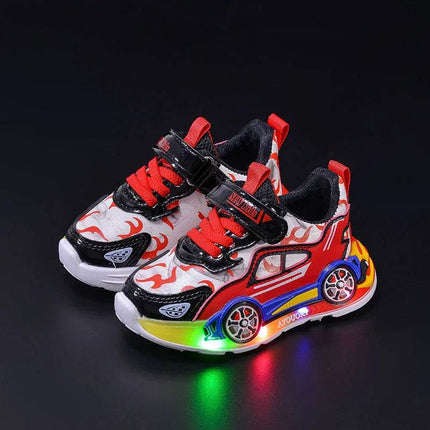 Boy Girl New Fashion Anti-Slip Cartoon Car Kids LED Shoes - Mad Fly Essentials
