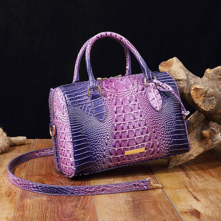 Handbag Women Crocodile Embossed Boston Satchel Bag - Handbag - Miescher Kora - Mad Fly Essentials