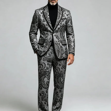 Blazer Men Floral 2pc Wedding Tuxedo Set Formal Suit - Blazer - Iairay - Mad Fly Essentials