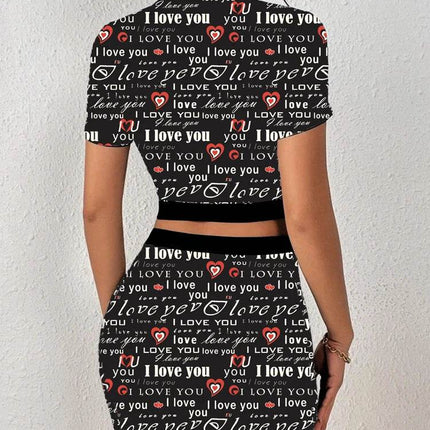 Women 3D Love Elastic 2pc Skirt Set - Mad Fly Essentials