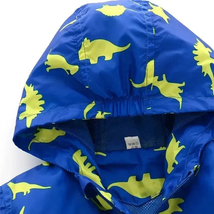 Baby Boys 2-7Y Spring Dinosaur Blue Hooded Jacket