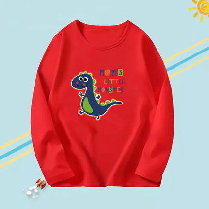 Boys 'Moms Little Monster' Long Cartoon Dinosaur Shirt