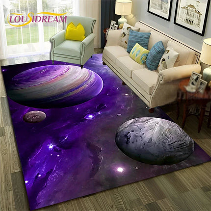 Area Rug Kids Room 3D Universe Galaxy Living Rug - Area Rug - Lousidream - Mad Fly Essentials