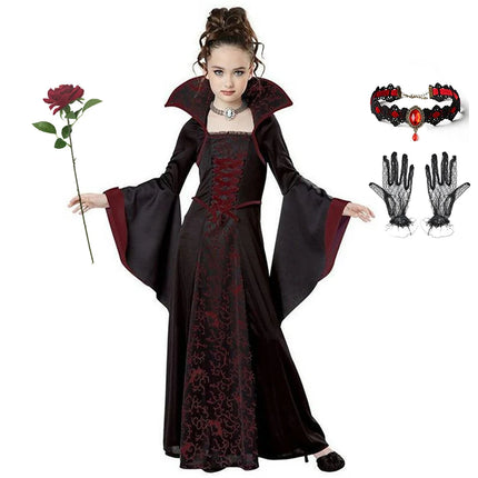 Costume Dress Girl Halloween Black Vampire Witch Cosplay Costume Set - Costume Dress - Madeline - Mad Fly Essentials