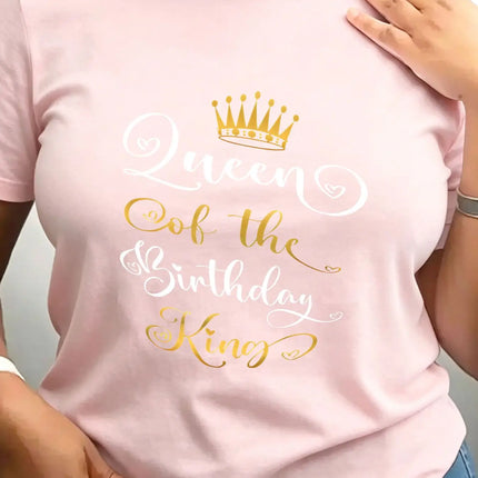 Shirt Women Crew Neck Queen - Birthday King Graphic Tees - Shirt - Sister Linda - Mad Fly Essentials