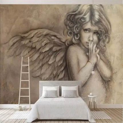 Custom Embossed Little Angel European Mural Wallpaper - Mad Fly Essentials